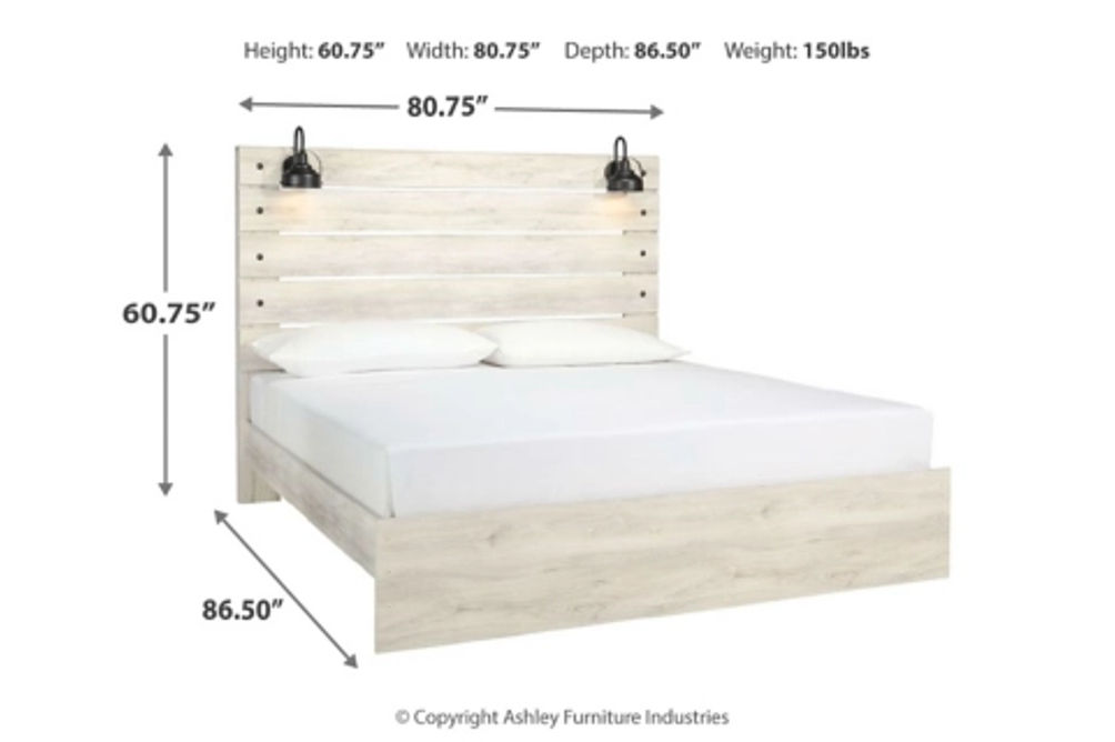 Cambeck King Panel Bed, Dresser, Mirror and Nightstand-Whitewash