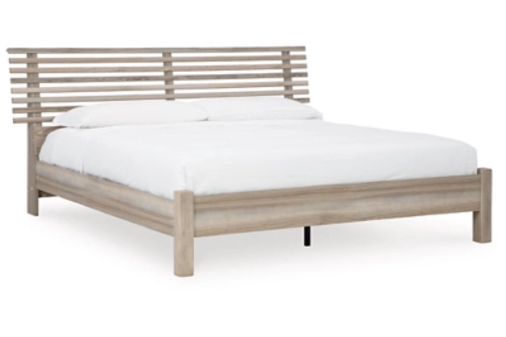 Signature Design by Ashley Hasbrick King Slat Panel Bed-Tan