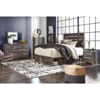 Drystan Queen Panel Bed with Mirrored Dresser and Nightstand-Multi