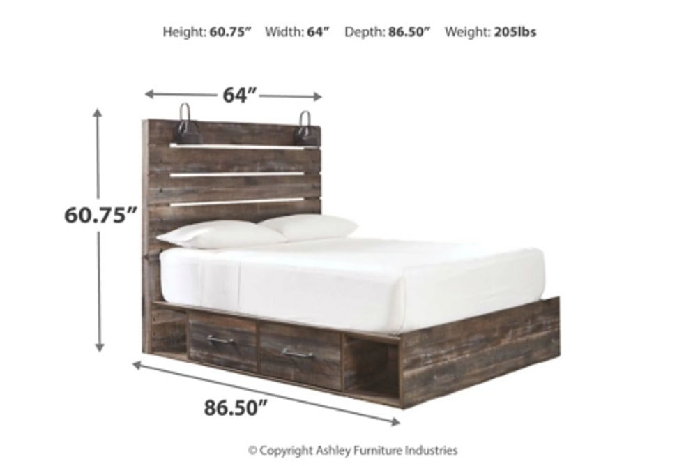 Drystan Queen Panel Bed with Mirrored Dresser and Nightstand-Multi