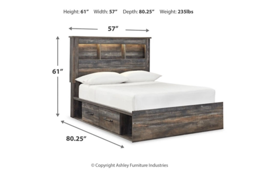 Drystan Full Panel Bookcase Bed, with Storage, Dresser and Mirror-Multi