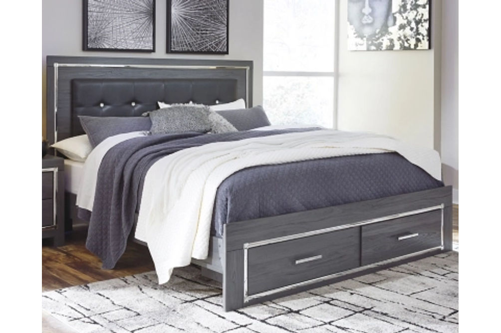 Signature Design by Ashley Lodanna King Upholstered Storage Bed, Dresser, Mirr