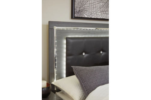 Lodanna King Storage Bed, Dresser, Mirror and 2 Nightstands-Gray