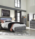 Baystorm Queen Panel Storage Bed, Dresser, Mirror, Chest and 2 Nightstands-Gray