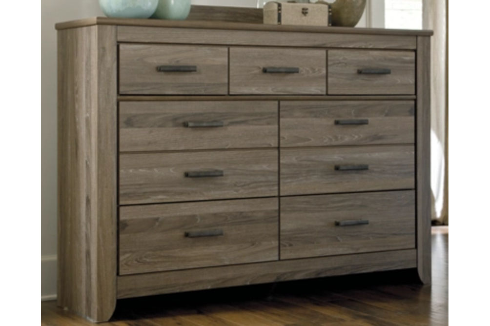 Signature Design by Ashley Zelen Queen Panel Bed and Dresser-Warm Gray