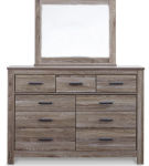 Zelen King Panel Bed, Dresser, Mirror and Nightstand-Warm Gray