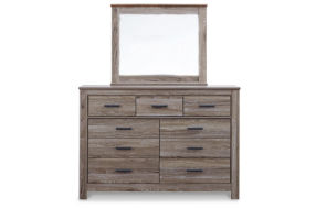 Zelen Full Panel Bed, Dresser, Mirror, and Nightstand-Warm Gray