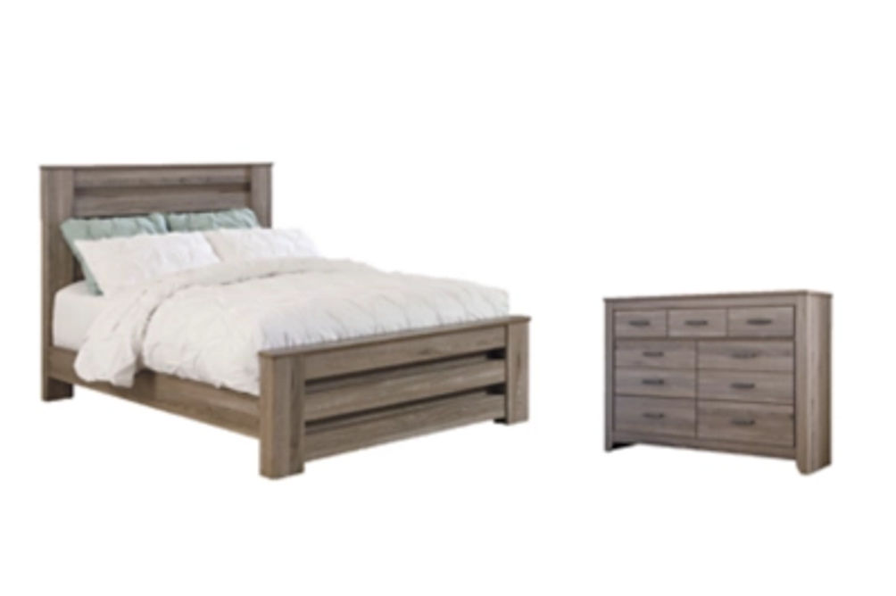 Signature Design by Ashley Zelen Queen Panel Bed and Dresser-Warm Gray