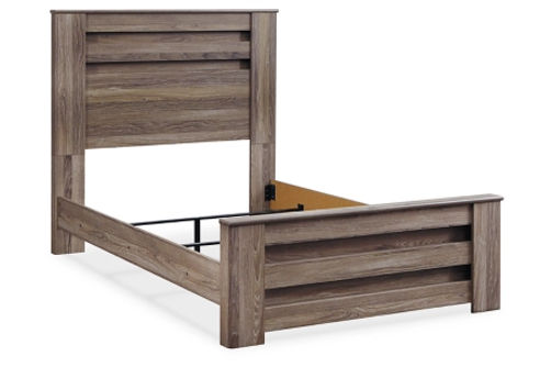 Zelen Full Panel Bed, Dresser, Mirror, and Nightstand-Warm Gray