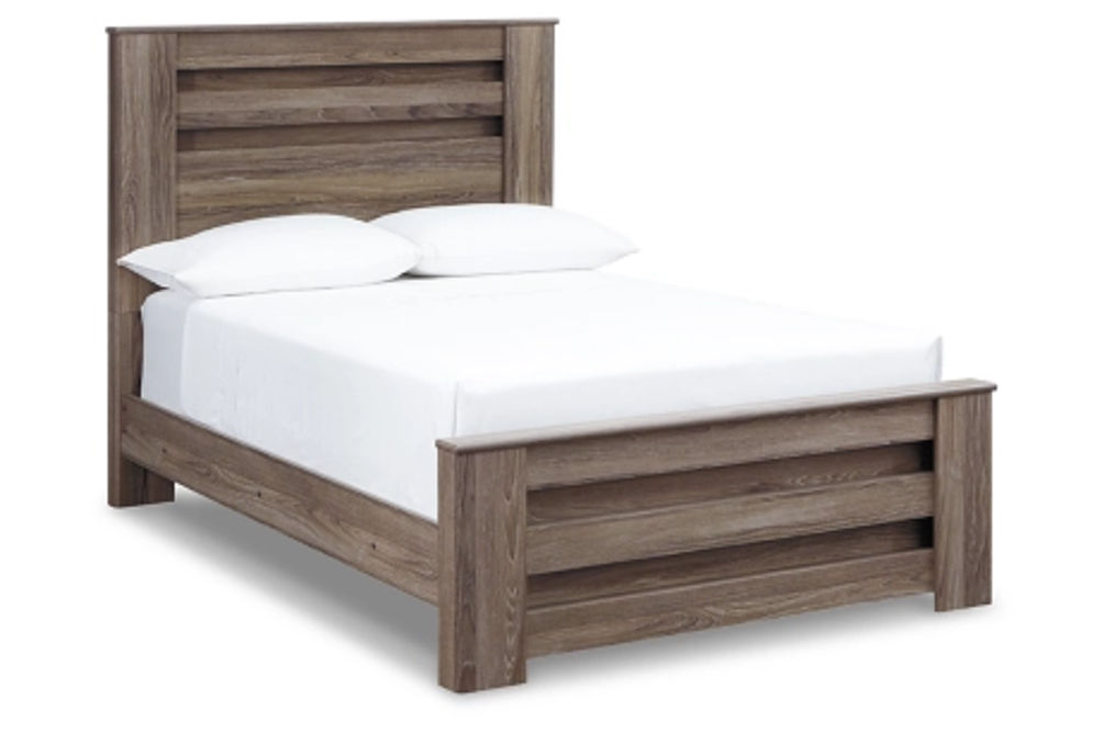 Zelen Full Panel Bed, Dresser, Mirror, and Nightstand-Warm Gray