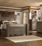 Signature Design by Ashley Juararo Queen Poster Bed, Dresser, Mirror, Chest an