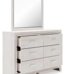 Altyra Queen Upholstered Panel Bed, Dresser, Mirror, and Nightstand-White