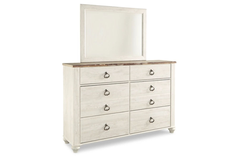 Signature Design by Ashley Willowton King Panel Bed, Dresser, Mirror, Chest an