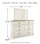 Signature Design by Ashley Willowton King Panel Bed, Dresser, Mirror, Chest an