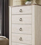 Signature Design by Ashley Willowton Full Panel Bed, Dresser, Mirror, 2 Chests