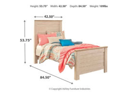 Signature Design by Ashley Willowton Twin Panel Bed and Dresser-Whitewash