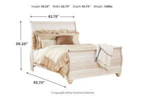 Signature Design by Ashley Willowton Queen Sleigh Bed, Dresser and Mirror-Whit