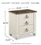 Signature Design by Ashley Willowton Full Panel Bed and Nightstand-Whitewash