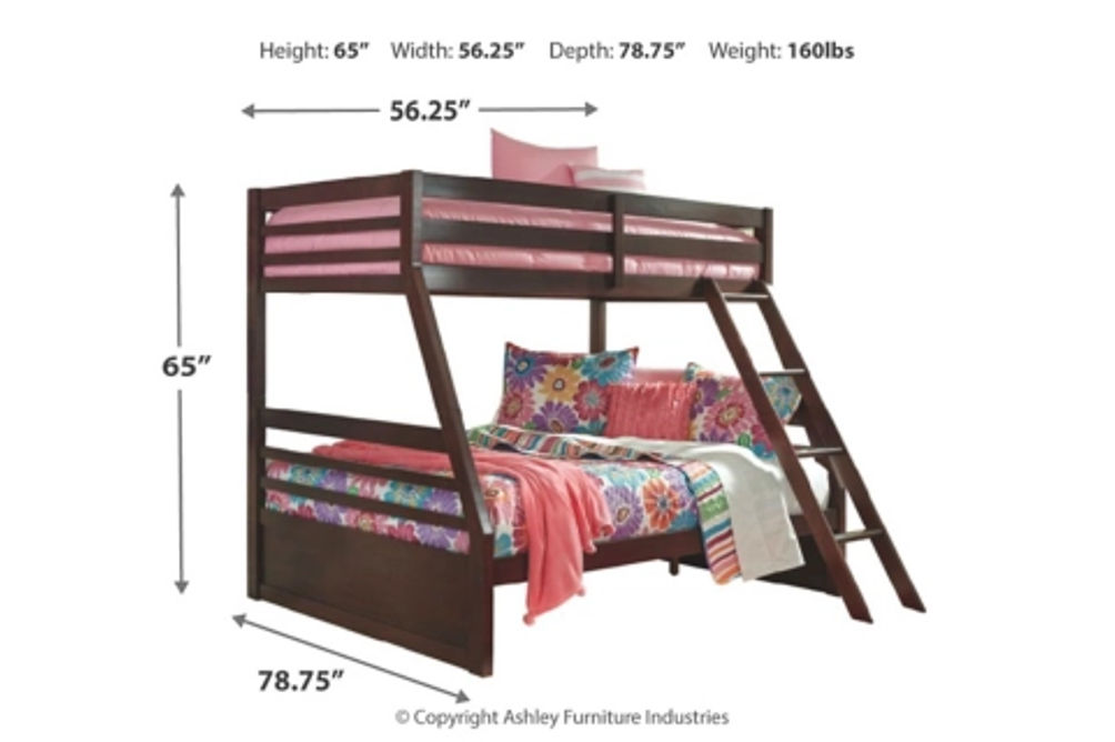 Halanton Twin over Full Bunk Bed with Twin and Full Mattresses-Dark Brown