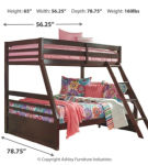 Halanton Twin over Full Bunk Bed with Twin and Full Mattresses-Dark Brown