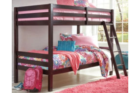 Halanton Twin over Twin Bunk Bed with 2 Twin Mattresses-Dark Brown