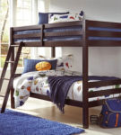 Halanton Twin over Twin Bunk Bed with 2 Twin Mattresses-Dark Brown