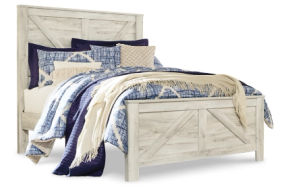 Bellaby Queen Crossbuck Panel Bed, Dresser, Mirror and 2 Nightstands-Whitewash