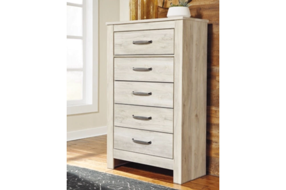 Bellaby King Storage Bed, Dresser, Mirror, Chest and 2 Nightstands-Whitewash