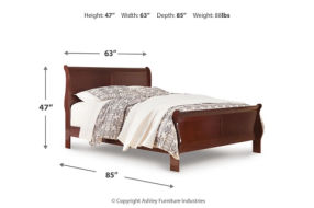 Alisdair Queen Sleigh Bed, Dresser, Mirror, and Nightstand-Reddish Brown