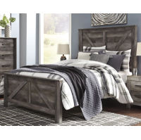 Wynnlow Queen Crossbuck Panel Bed, Chest and Nightstand-Gray