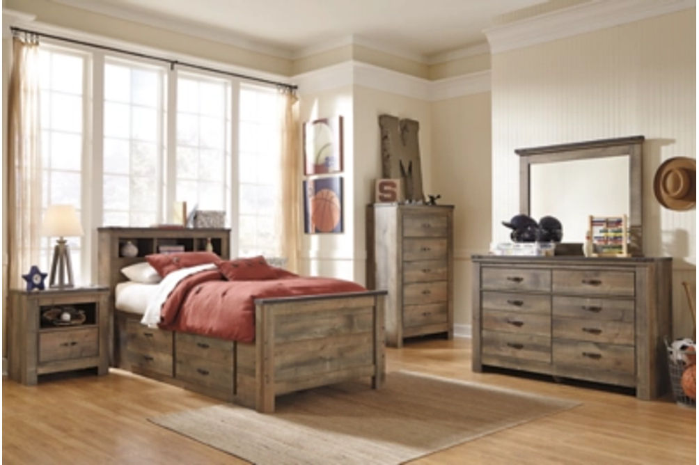 Signature Design by Ashley Trinell Twin Bookcase Bed with 2 Storage Drawers