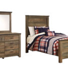 Trinell Twin Panel Bed with Mirrored Dresser