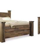 Trinell King Poster Bed, Dresser, Mirror and Nightstand-Brown