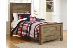 Signature Design by Ashley Trinell Twin Panel Bed with Mattress-Brown