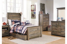 Signature Design by Ashley Trinell Twin Panel Bed with 1 Large Storage Drawer