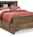 Signature Design by Ashley Trinell Full Bookcase Bed with 2 Sided Storage-Brow