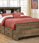 Signature Design by Ashley Trinell Full Bookcase Bed with 2 Sided Storage-Brow