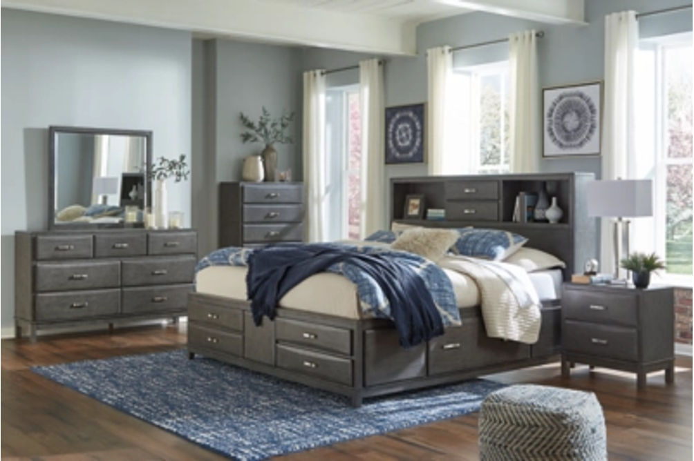 Caitbrook California King Storage Bed, Dresser and Mirror-