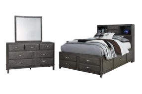 Signature Design by Ashley Caitbrook Full Storage Bed with Mirrored Dresser