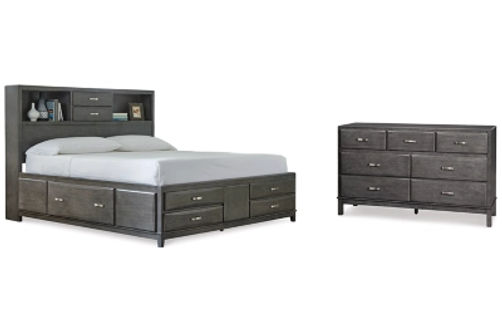 Signature Design by Ashley Caitbrook Queen Storage Bed and Dresser-Gray