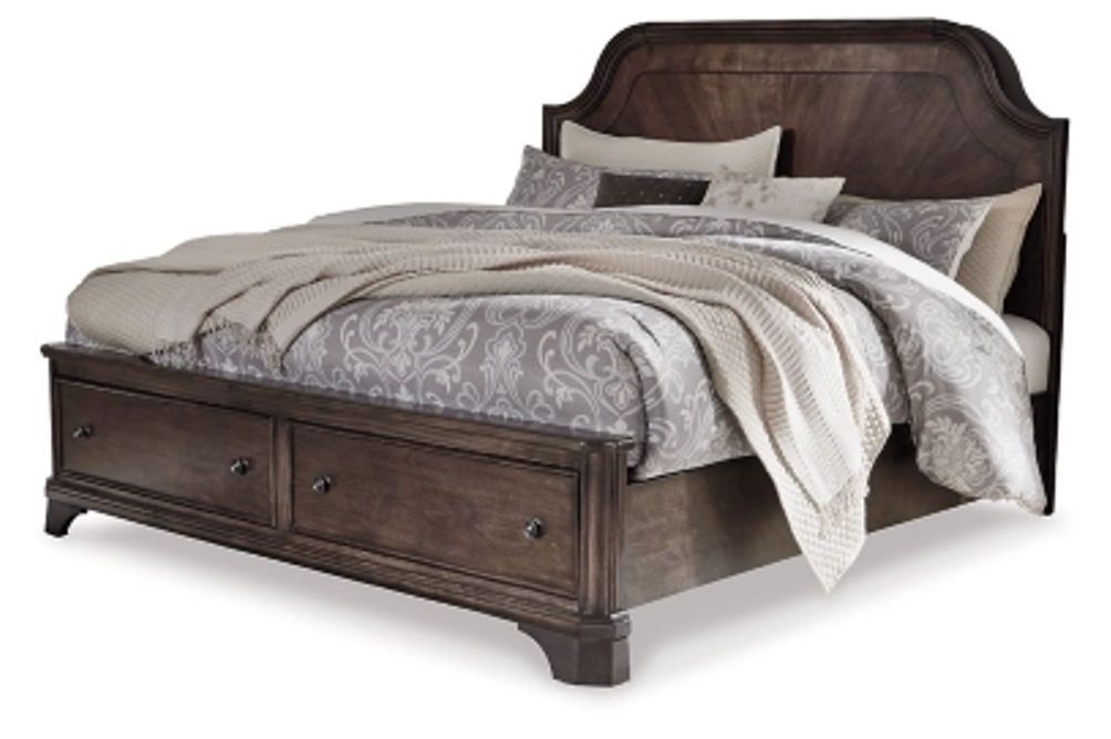 Adinton King Panel Bed with 2 Storage Drawers