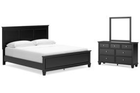 Lanolee California King Panel Bed, Dresser and Mirror-