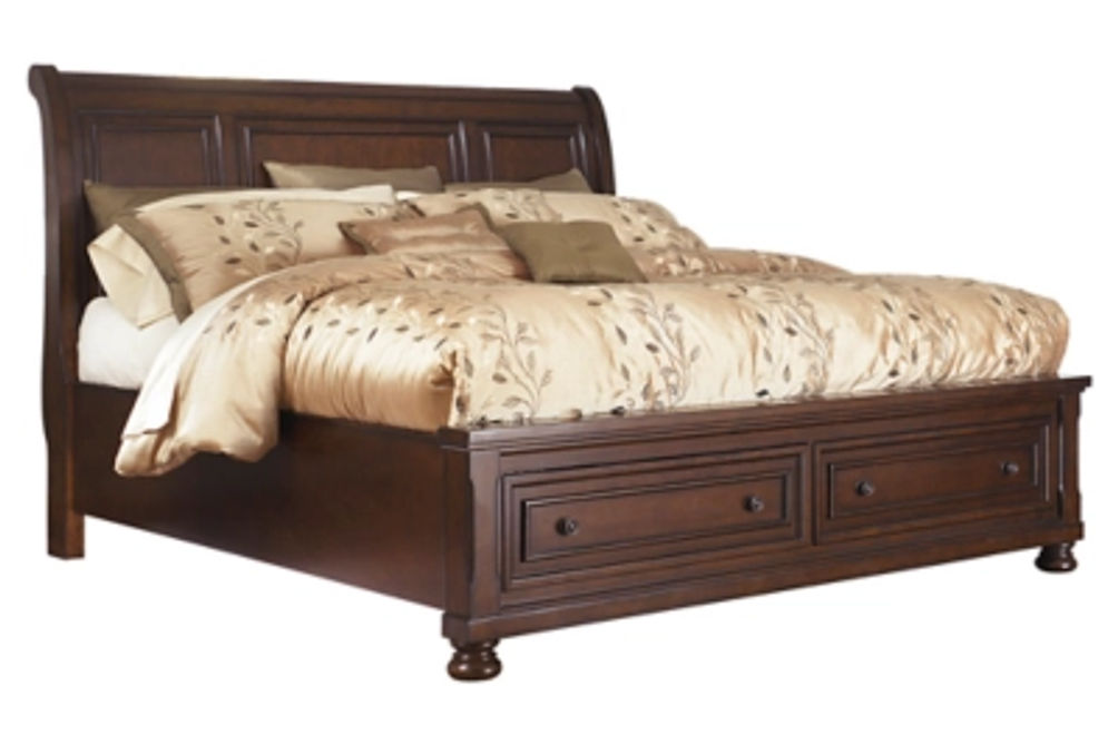 Millennium by Ashley Porter King Sleigh Storage Bed, Dresser and Mirror-Rustic