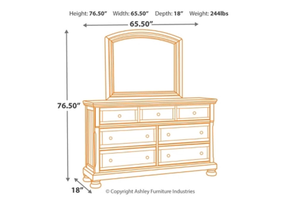 Flynnter Queen Panel Bed, Dresser, Mirror, and Nightstand-Medium Brown