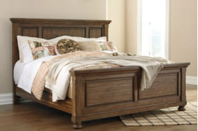 Flynnter King Panel Bed, Dresser, Mirror, and Nightstand-Medium Brown