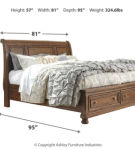 Flynnter California King Sleigh Bed with 2 Storage Drawers-Medium Brown