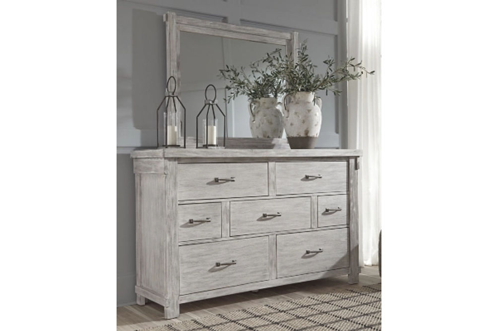 Brashland Queen Panel Bed, Dresser, Mirror, and Nightstand-White