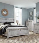 Brashland Queen Panel Bed, Dresser, Mirror, and Nightstand-White