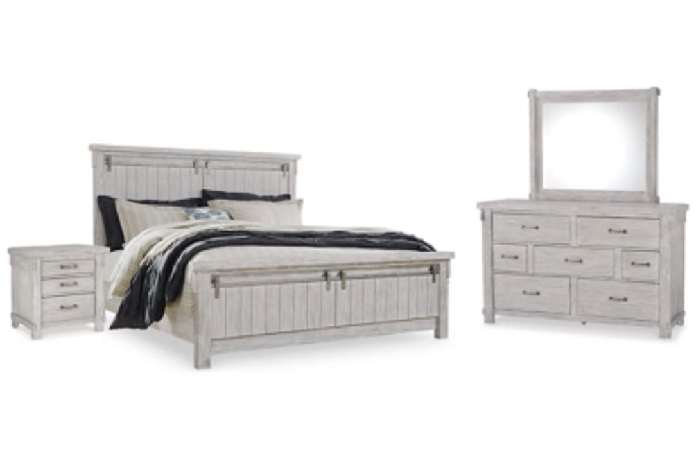 Brashland Queen Panel Bed, Dresser, Mirror, and Nightstand-White