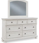 Robbinsdale King Panel Storage Bed, Dresser and Mirror-Antique White